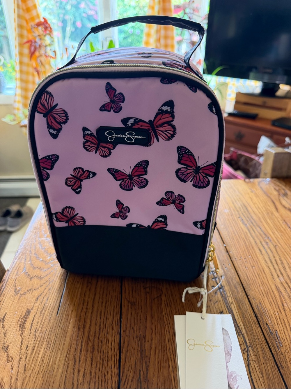 Jessica Simpson Butterfly and Gold Accents Insulated Lunch Bag Tag